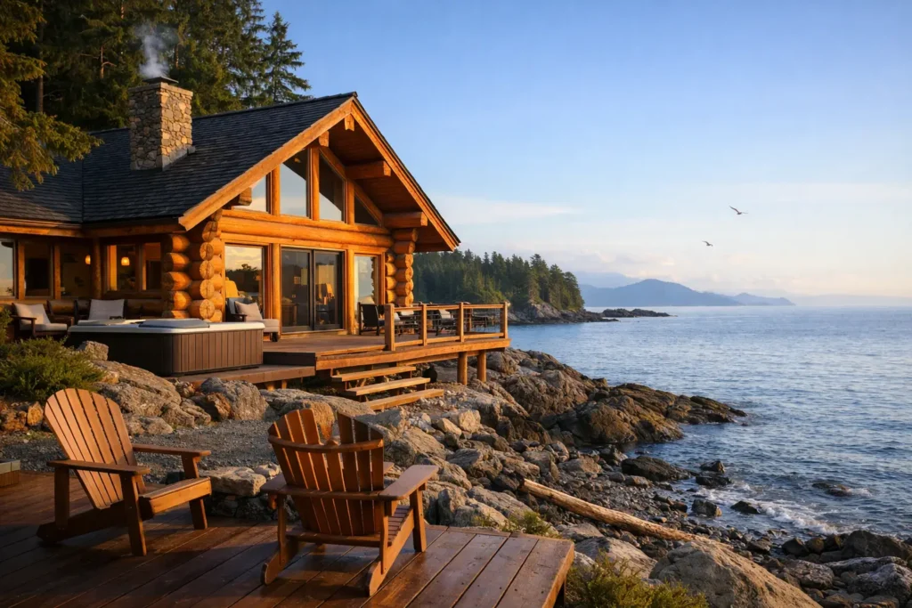 Oceanfront Log Home Rental Vancouver Island